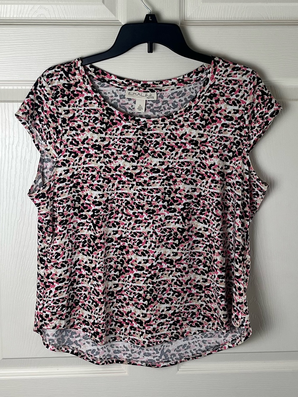 Pink Leopard Print Short Sleeve Top